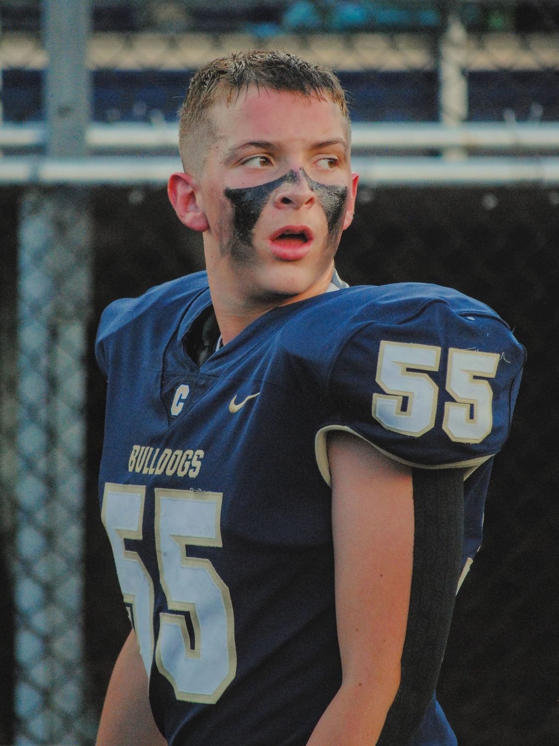 Football player close-up during a game